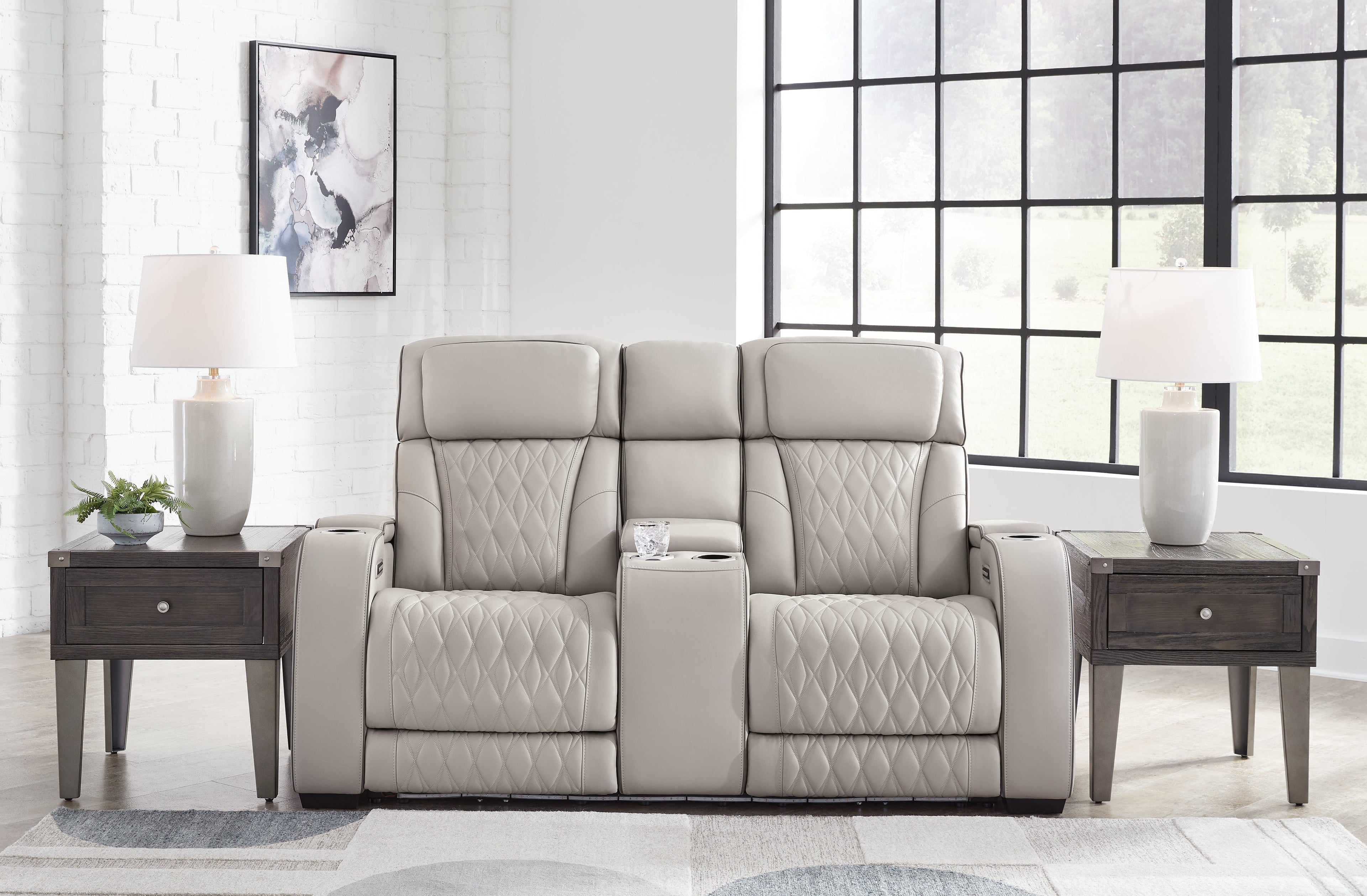 Boyington Gray Power Reclining Loveseat with Console - U2710518 - Bien Home Furniture & Electronics