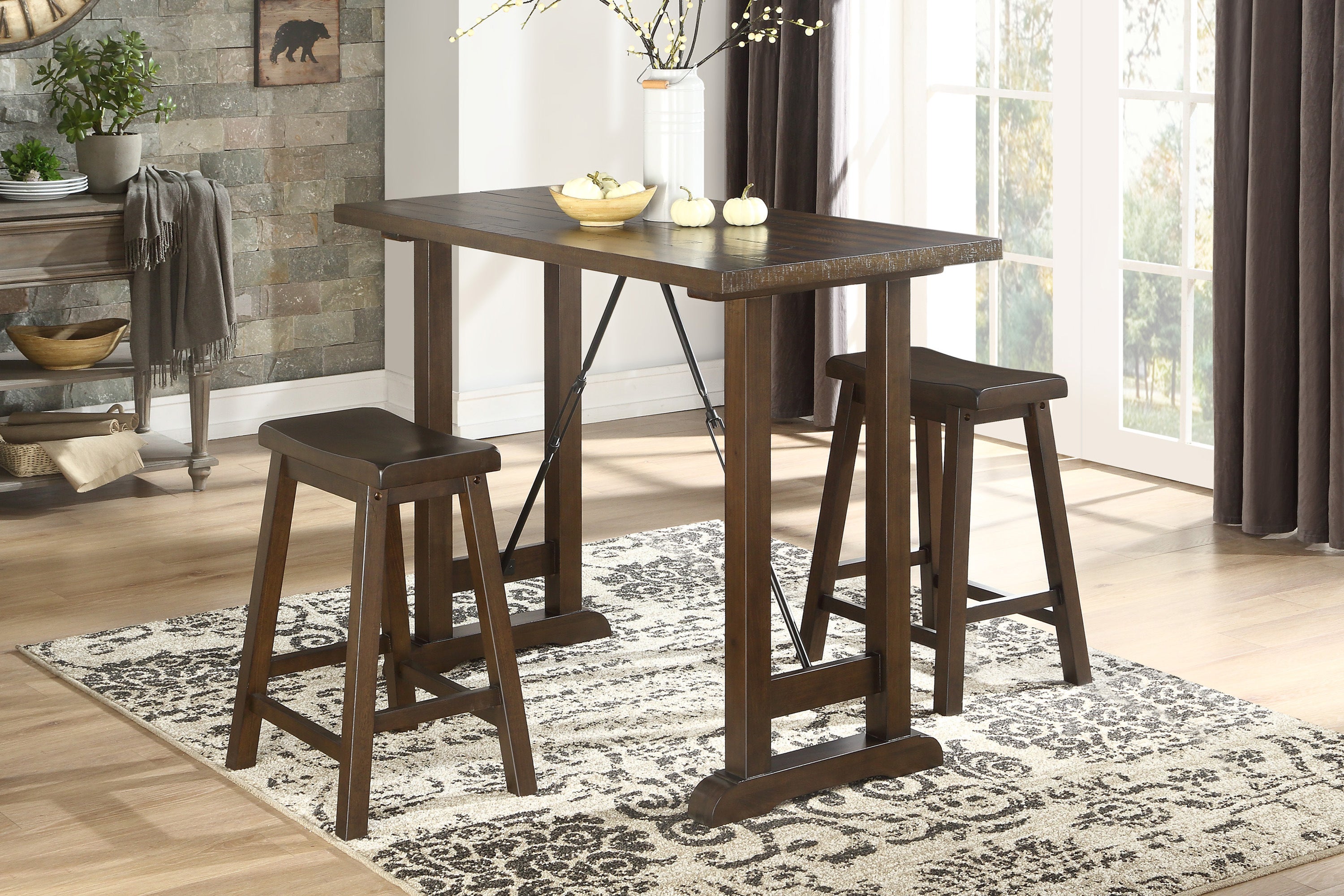 Bracknell Brown Cherry 3-Piece Counter Height Set - 5686-32 - Bien Home Furniture & Electronics