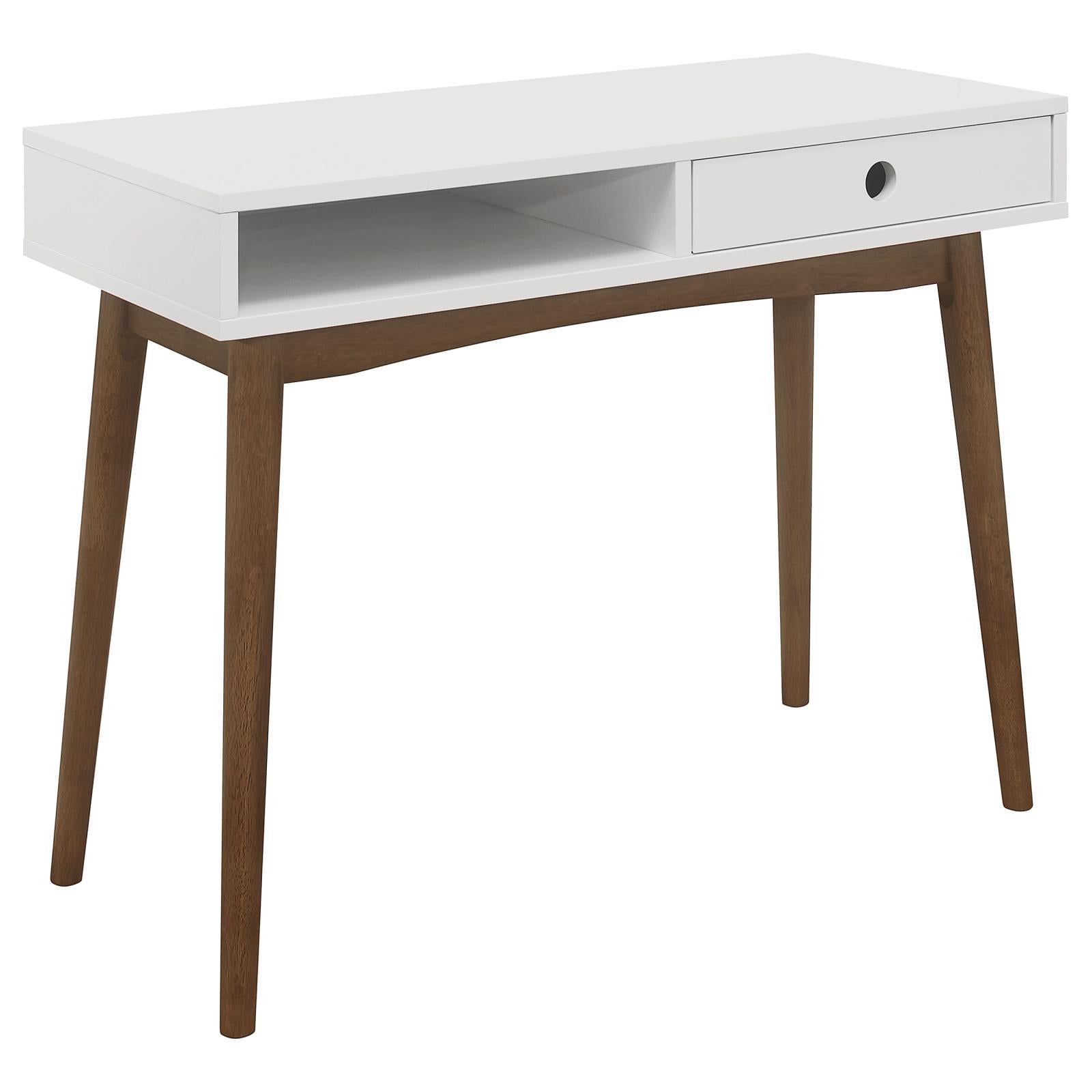 Bradenton White/Walnut 1-Drawer Writing Desk - 801931 - Bien Home Furniture &amp; Electronics