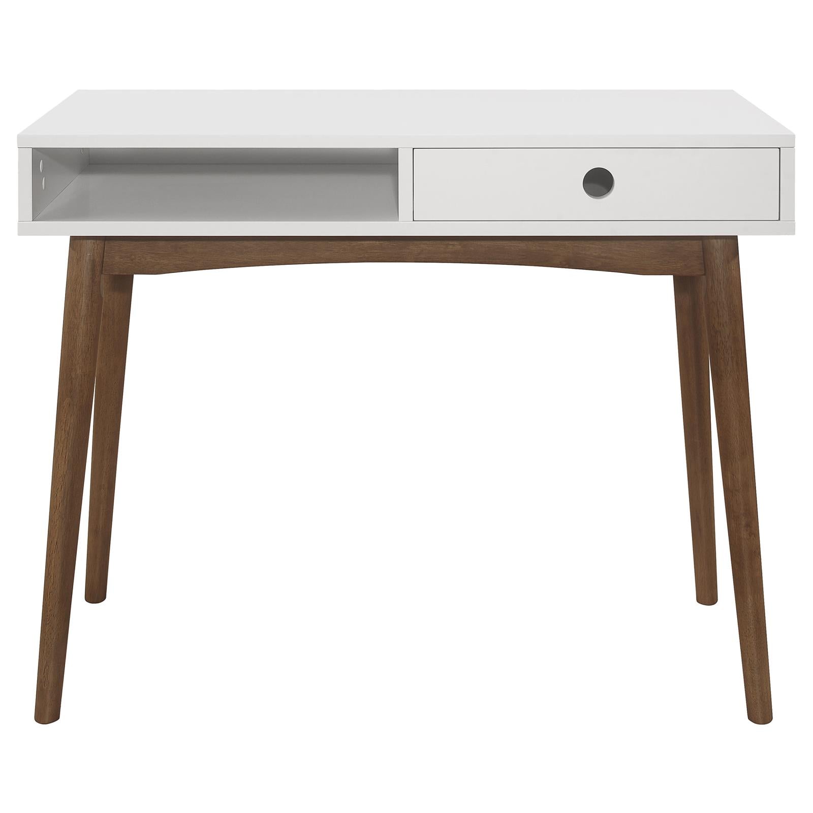 Bradenton White/Walnut 1-Drawer Writing Desk - 801931 - Bien Home Furniture &amp; Electronics