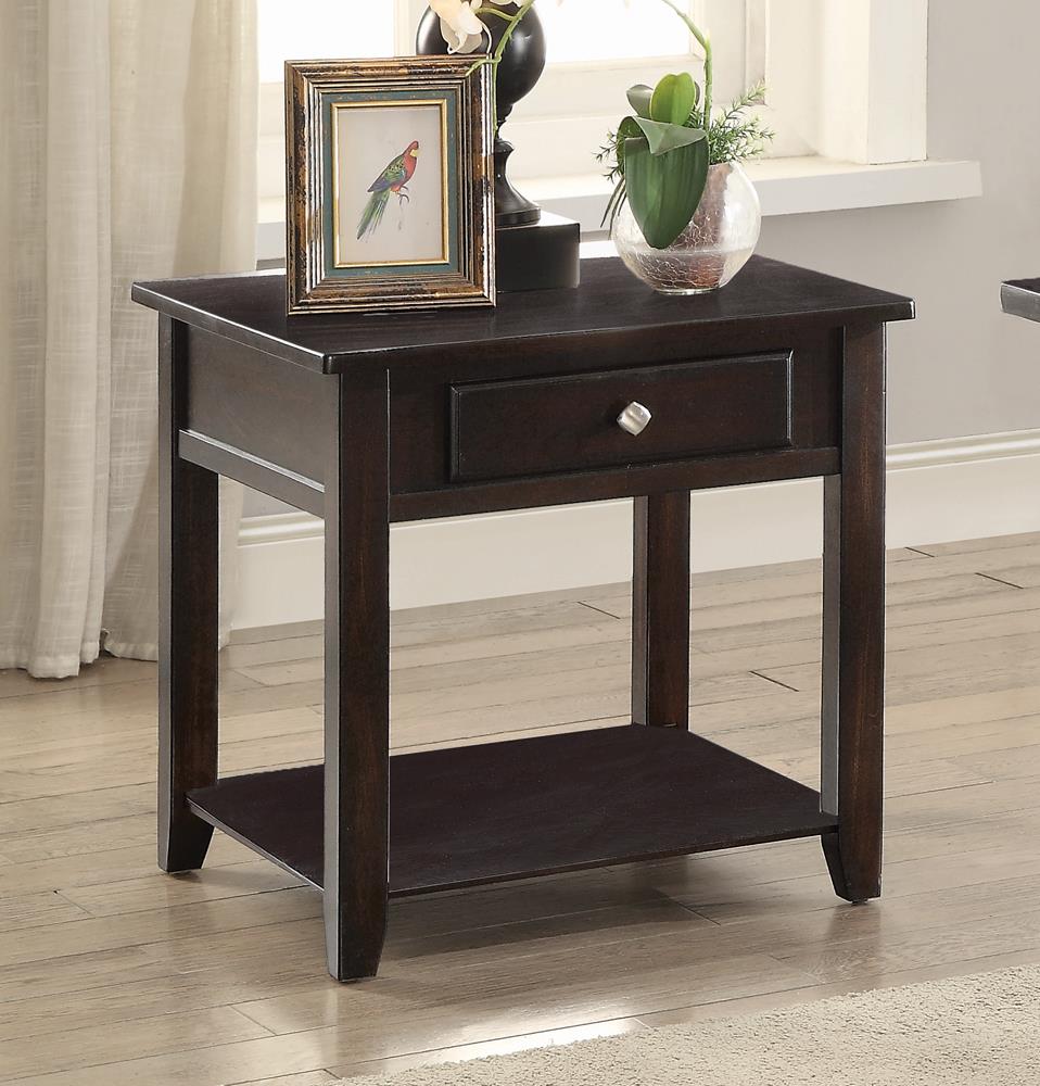 Bradford Square 1-Shelf End Table Walnut - 721037 - Bien Home Furniture & Electronics