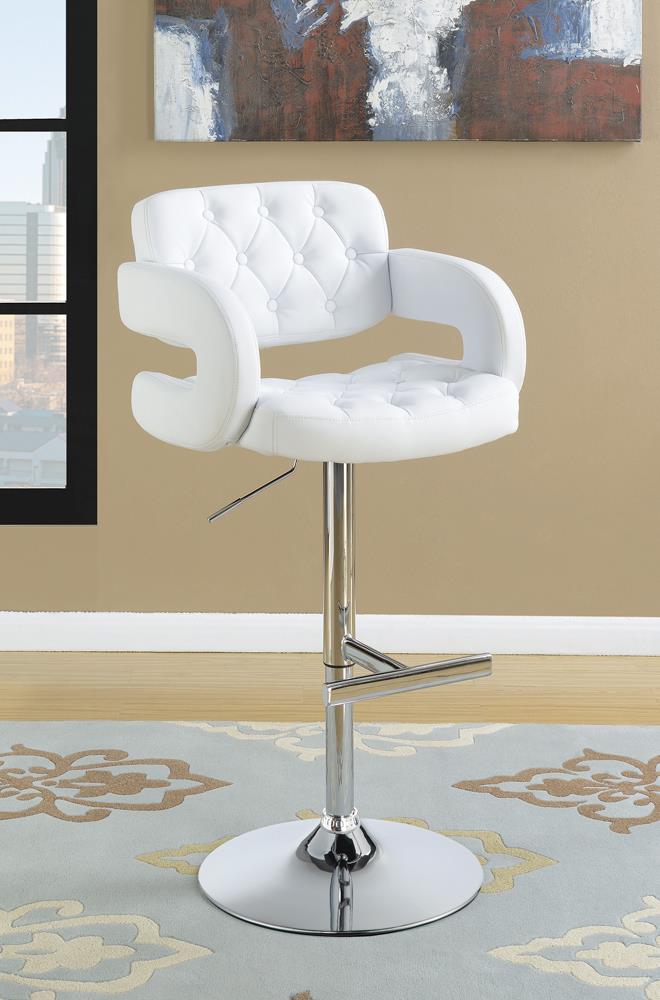 Brandi Chrome/White 29&quot; Adjustable Height Bar Stool - 102557 - Bien Home Furniture &amp; Electronics