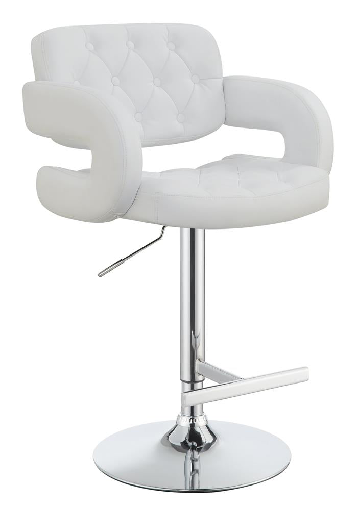 Brandi Chrome/White 29" Adjustable Height Bar Stool - 102557 - Bien Home Furniture & Electronics