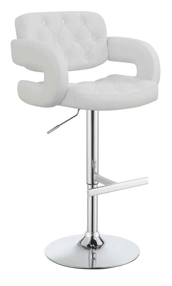 Brandi Chrome/White 29&quot; Adjustable Height Bar Stool - 102557 - Bien Home Furniture &amp; Electronics