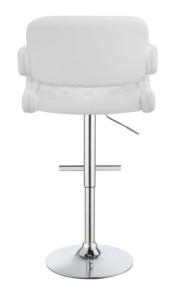 Brandi Chrome/White 29" Adjustable Height Bar Stool - 102557 - Bien Home Furniture & Electronics