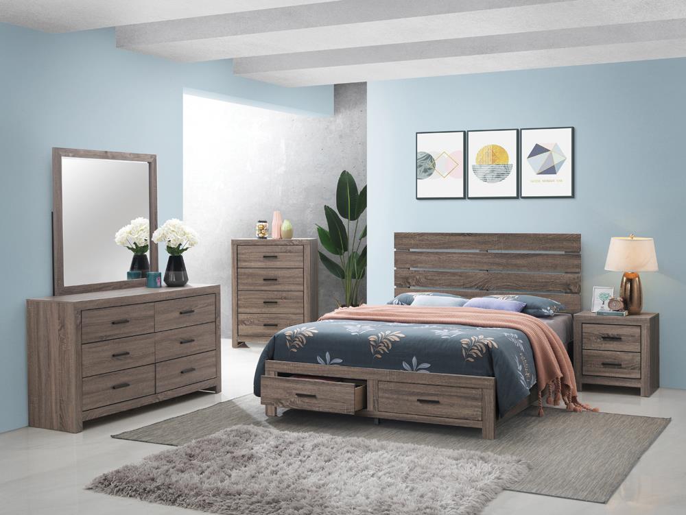 Brantford 5-Piece Queen Storage Bedroom Set Barrel Oak - 207040Q-S5 - Bien Home Furniture & Electronics