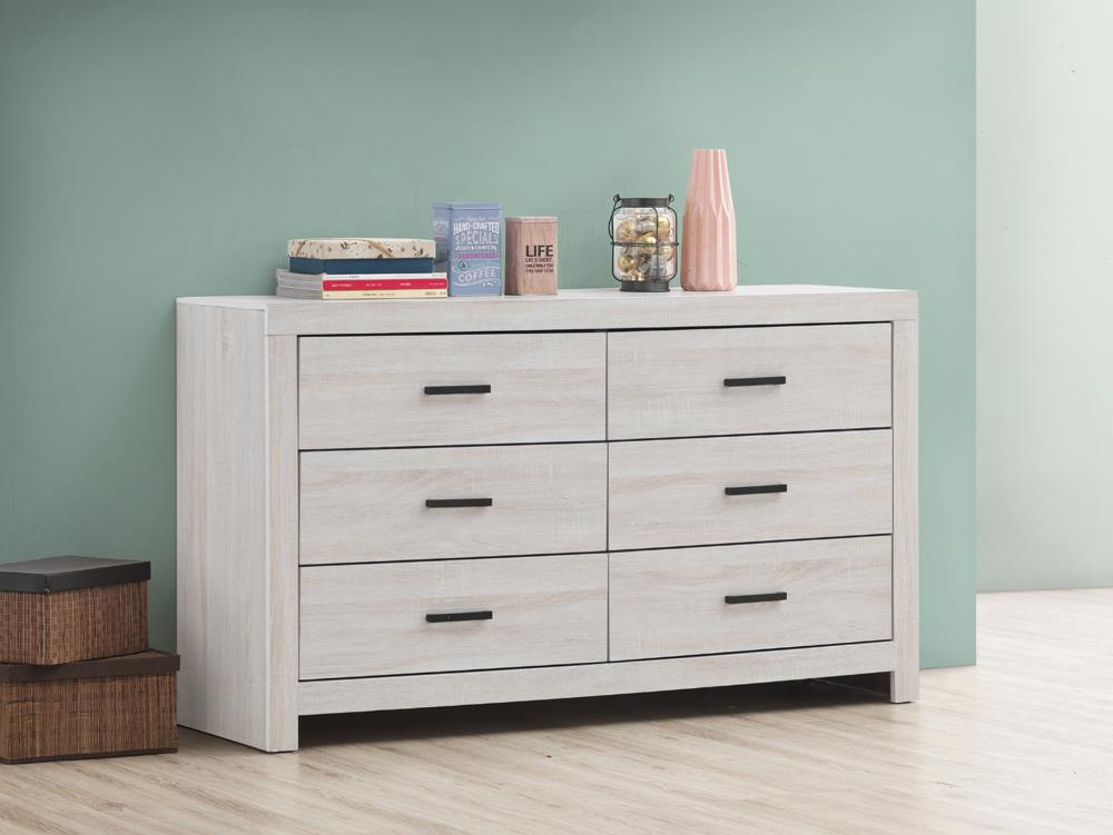 Brantford Coastal White 6-Drawer Dresser - 207053 - Bien Home Furniture & Electronics