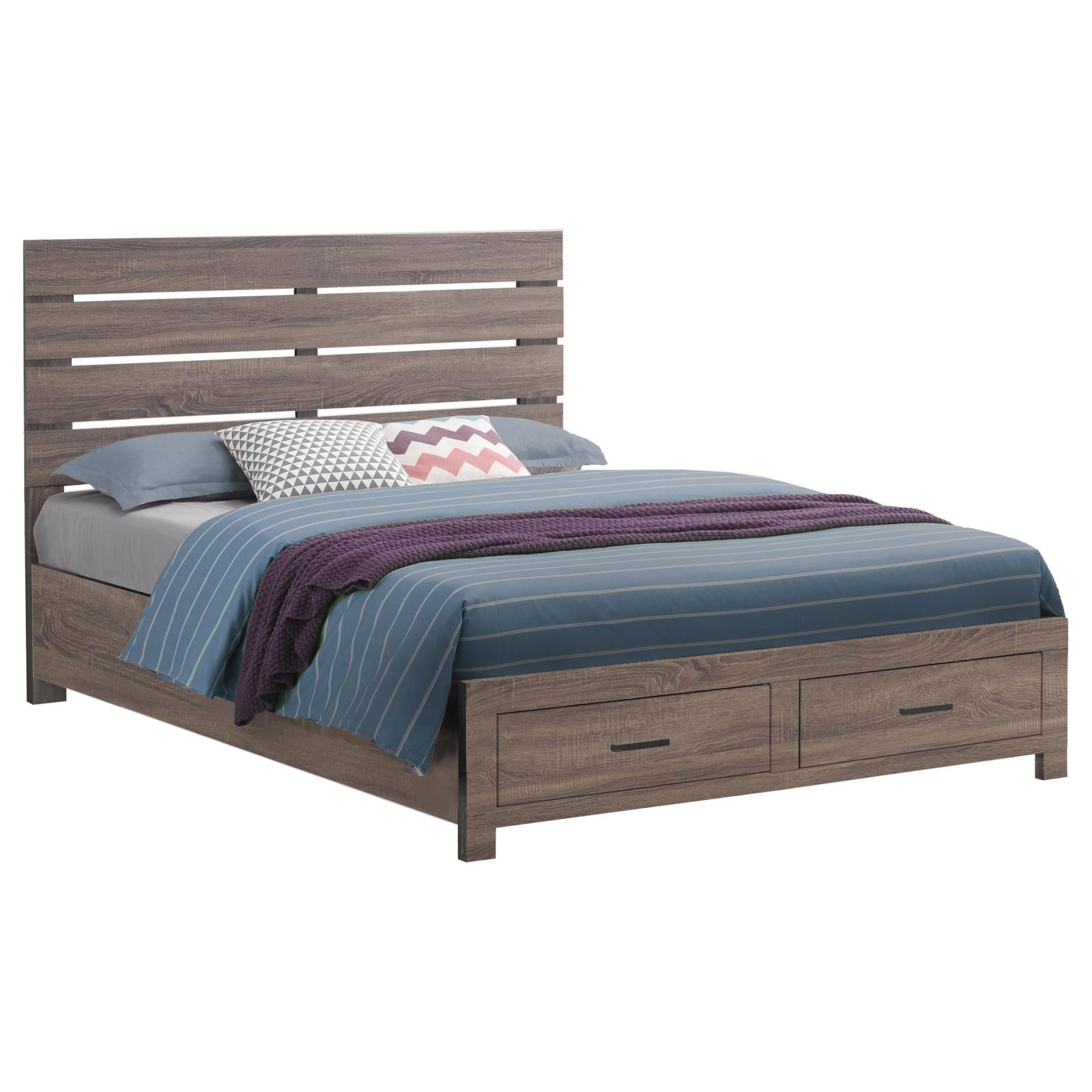 Brantford Queen Storage Bed Barrel Oak - 207040Q - Bien Home Furniture &amp; Electronics