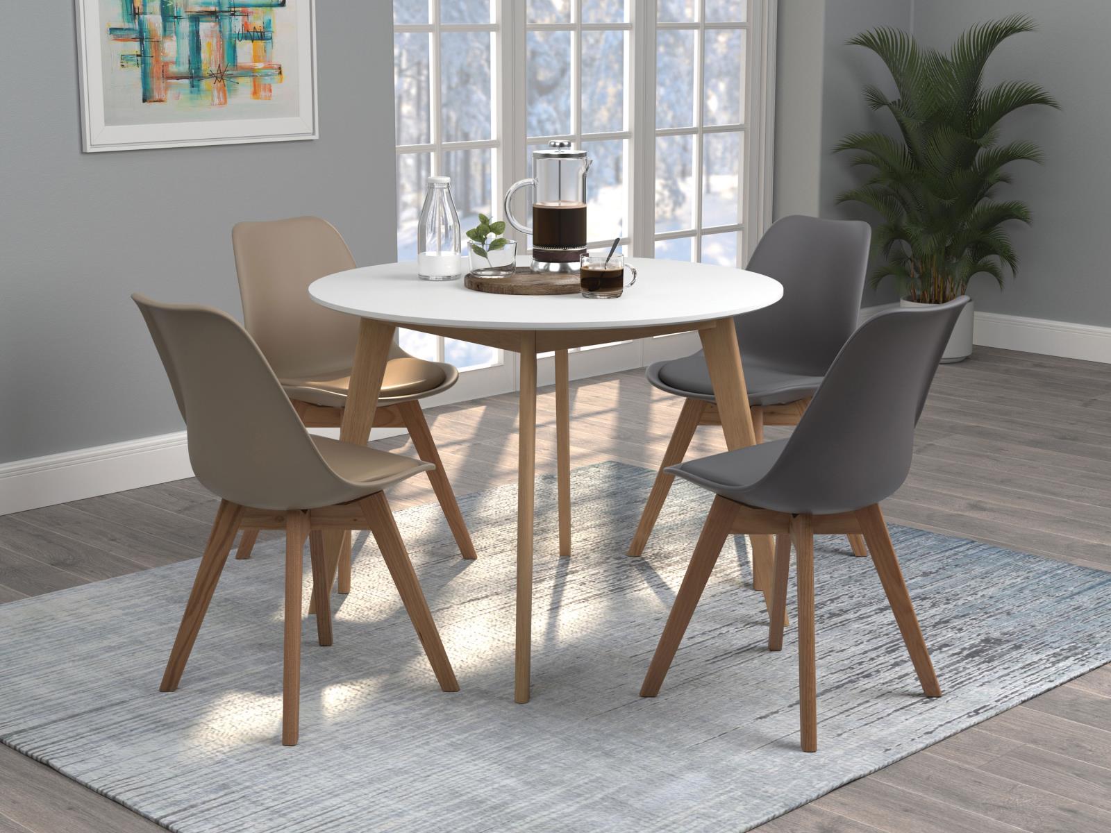 Breckenridge Matte White/Natural Oak Round Dining Table - 192790 - Bien Home Furniture & Electronics