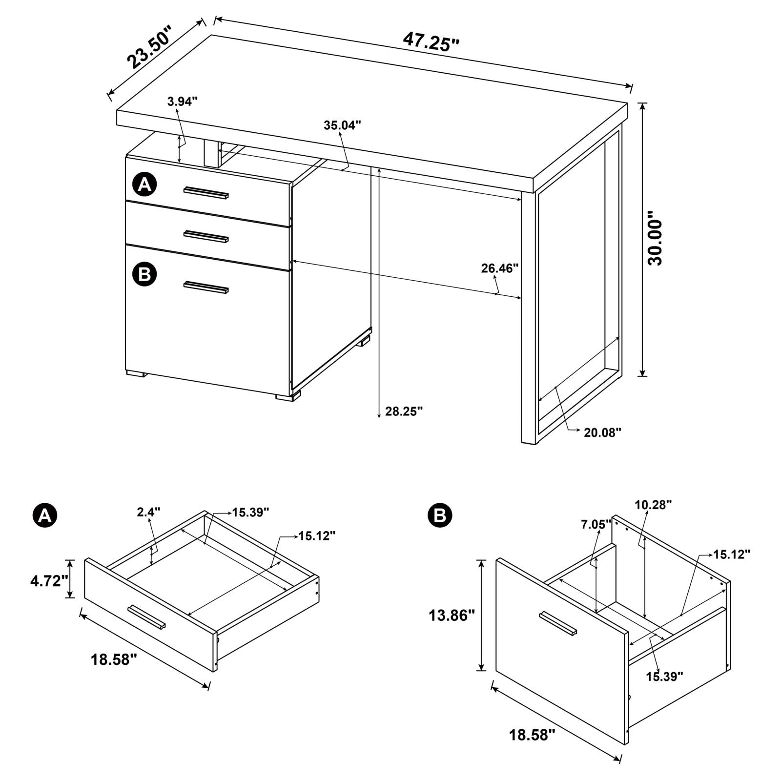 Brennan Cappuccino 3-Drawer Office Desk - 800519 - Bien Home Furniture & Electronics
