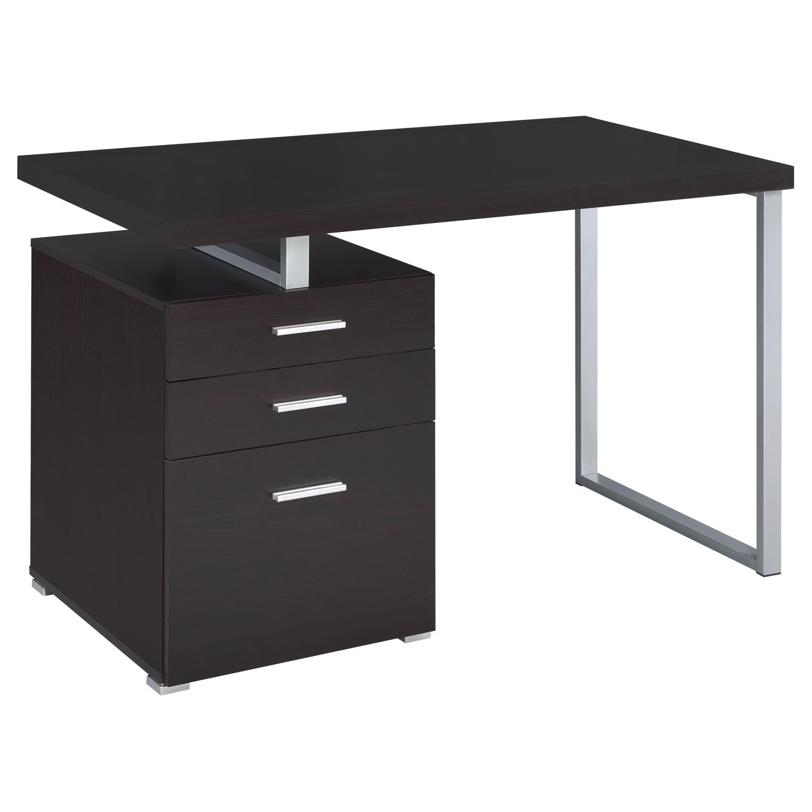 Brennan Cappuccino 3-Drawer Office Desk - 800519 - Bien Home Furniture & Electronics