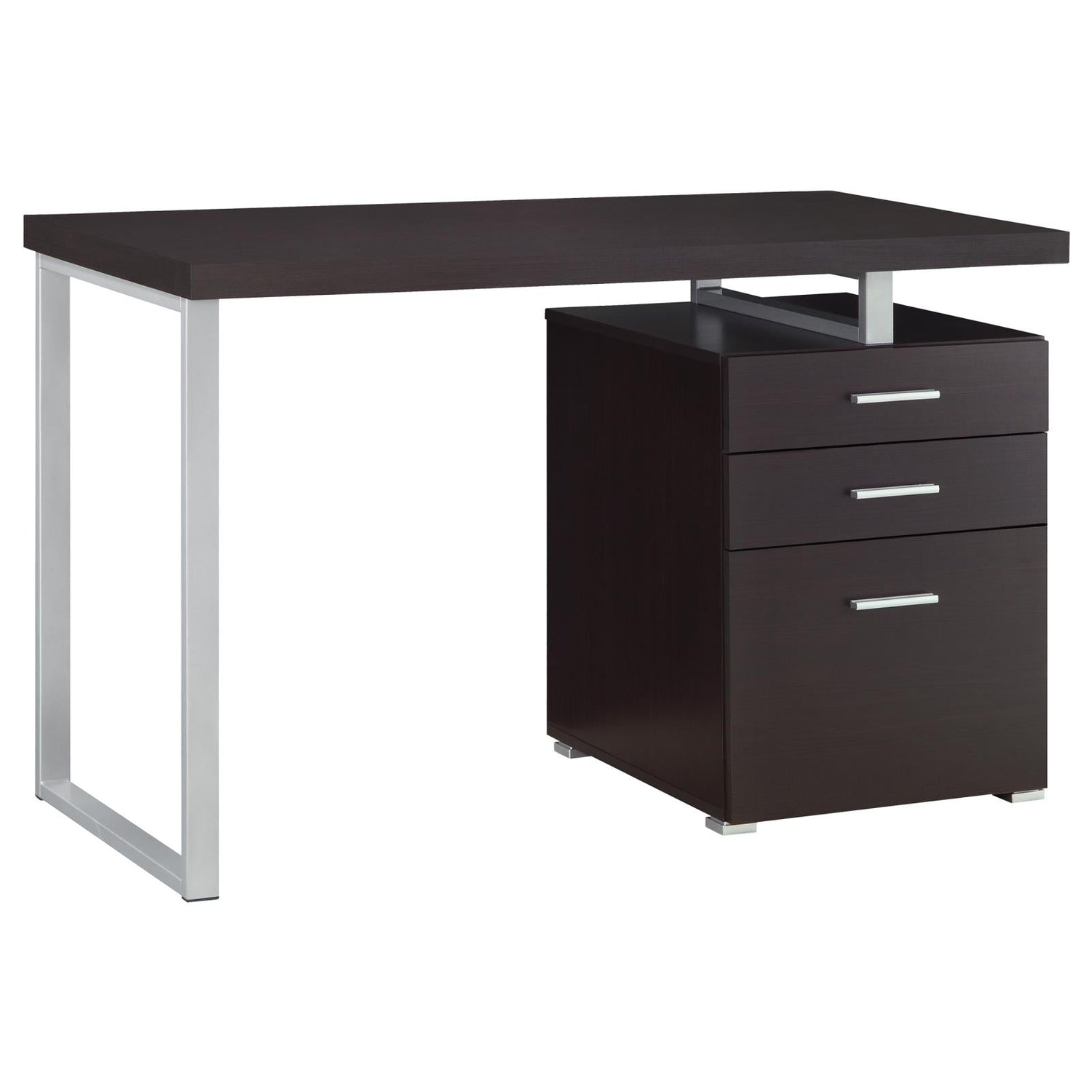 Brennan Cappuccino 3-Drawer Office Desk - 800519 - Bien Home Furniture & Electronics