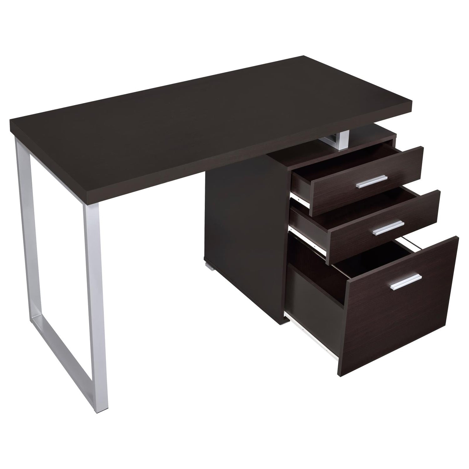 Brennan Cappuccino 3-Drawer Office Desk - 800519 - Bien Home Furniture & Electronics