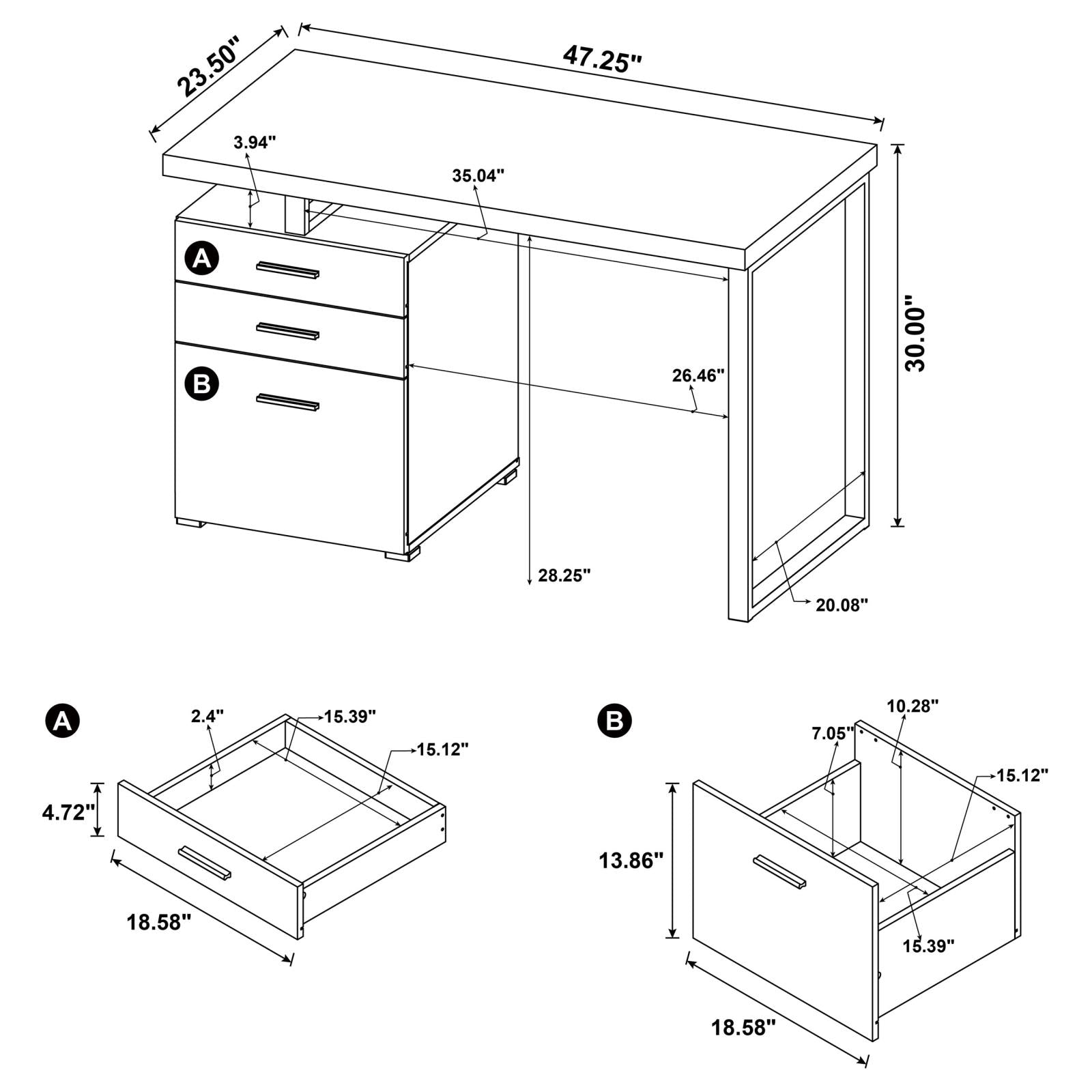 Brennan Weathered Gray 3-Drawer Office Desk - 800520 - Bien Home Furniture & Electronics