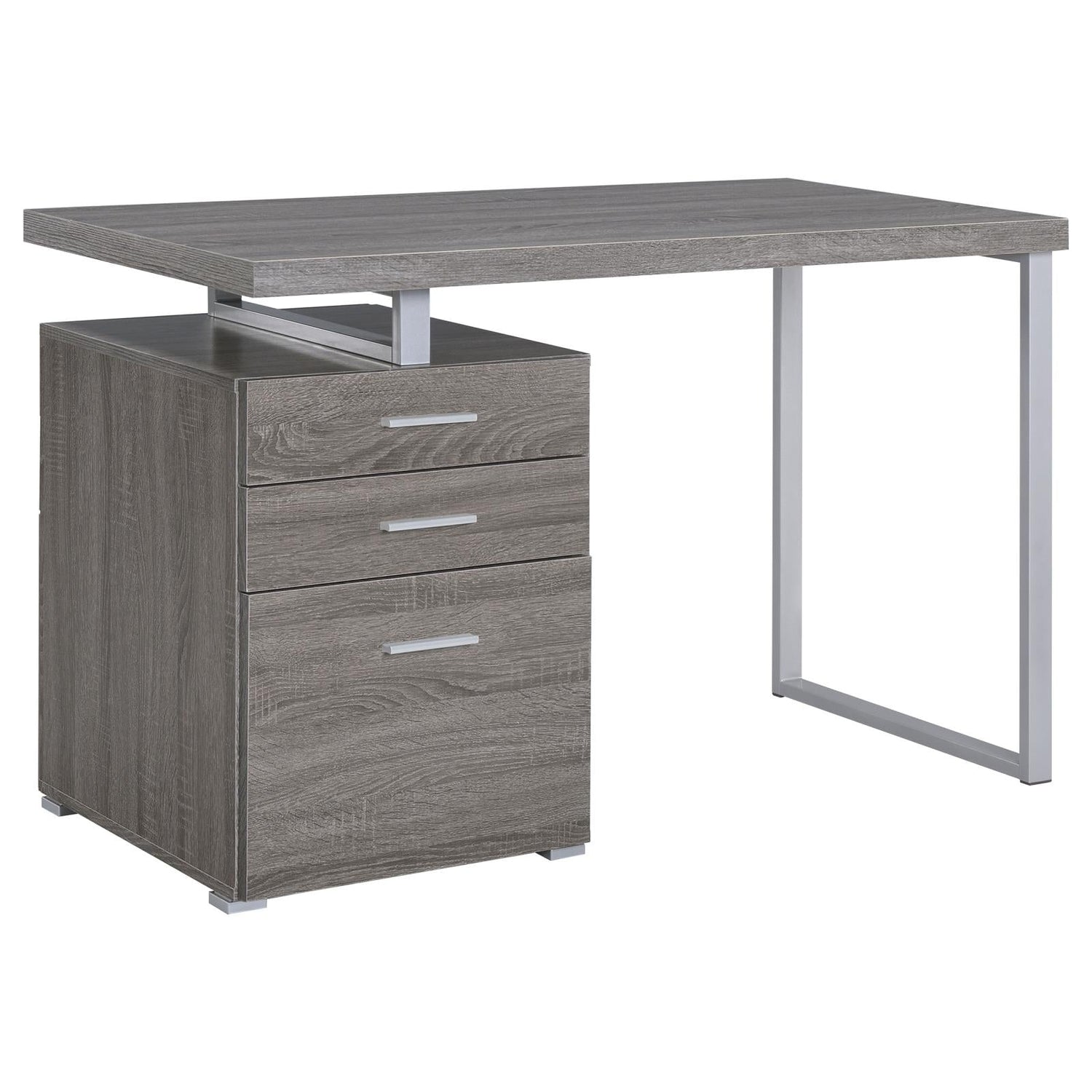 Brennan Weathered Gray 3-Drawer Office Desk - 800520 - Bien Home Furniture & Electronics