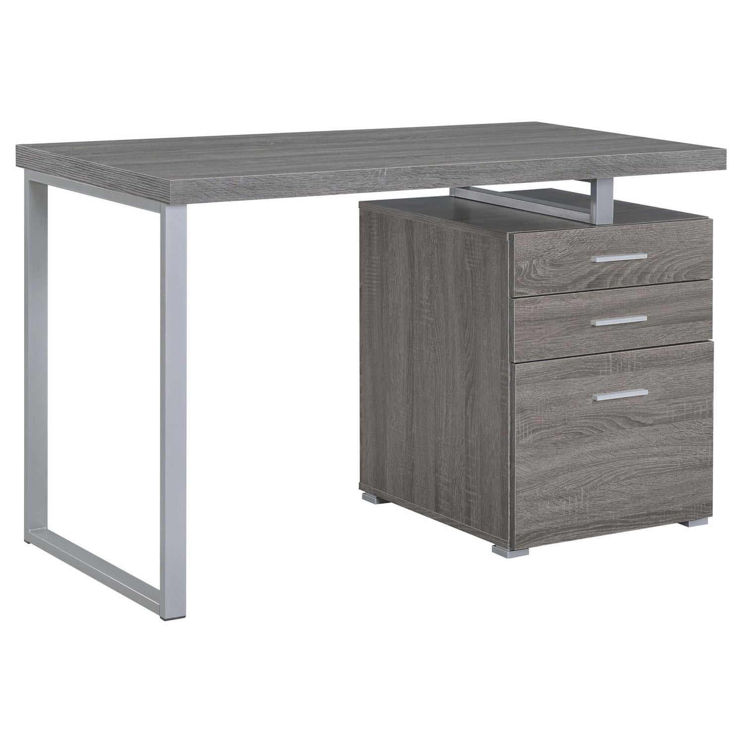 Brennan Weathered Gray 3-Drawer Office Desk - 800520 - Bien Home Furniture & Electronics