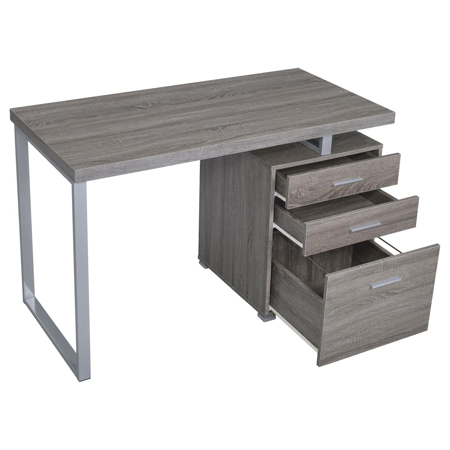 Brennan Weathered Gray 3-Drawer Office Desk - 800520 - Bien Home Furniture & Electronics