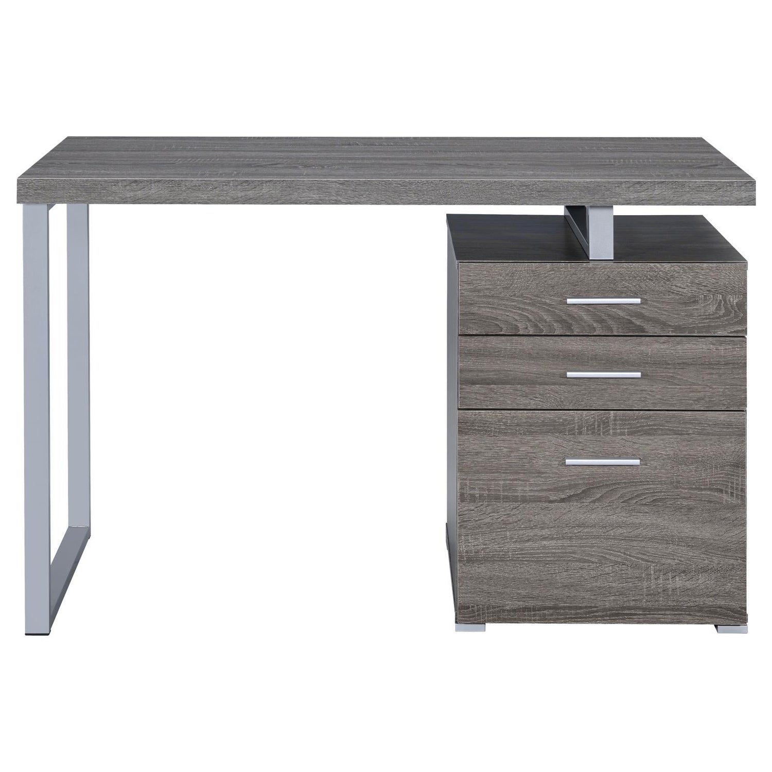 Brennan Weathered Gray 3-Drawer Office Desk - 800520 - Bien Home Furniture & Electronics