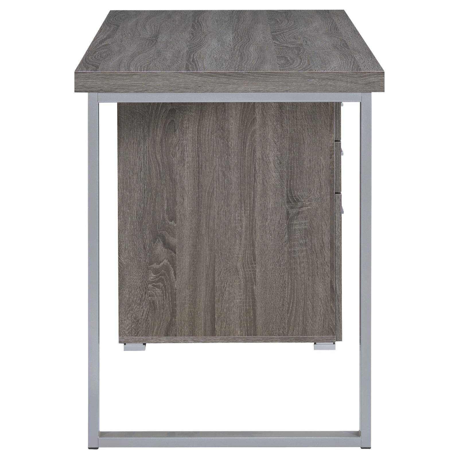 Brennan Weathered Gray 3-Drawer Office Desk - 800520 - Bien Home Furniture & Electronics