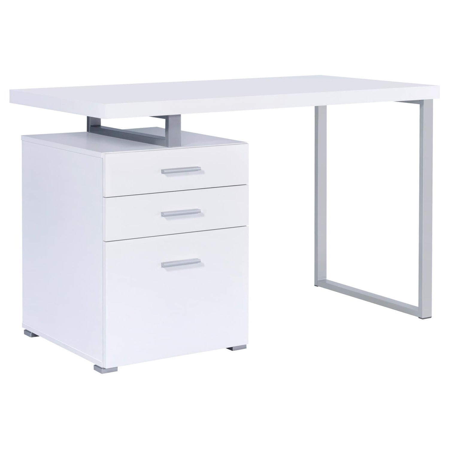 Brennan White 3-Drawer Office Desk - 800325 - Bien Home Furniture & Electronics