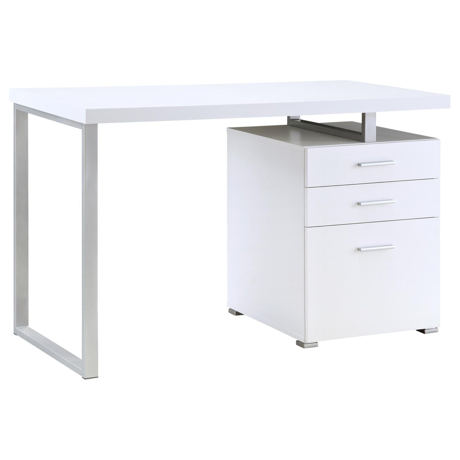 Brennan White 3-Drawer Office Desk - 800325 - Bien Home Furniture & Electronics