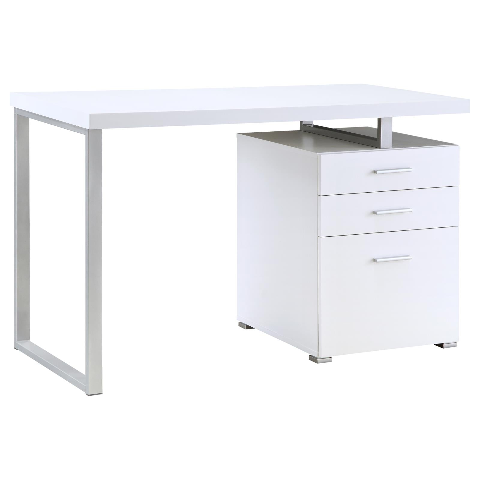 Brennan White 3-Drawer Office Desk - 800325 - Bien Home Furniture &amp; Electronics