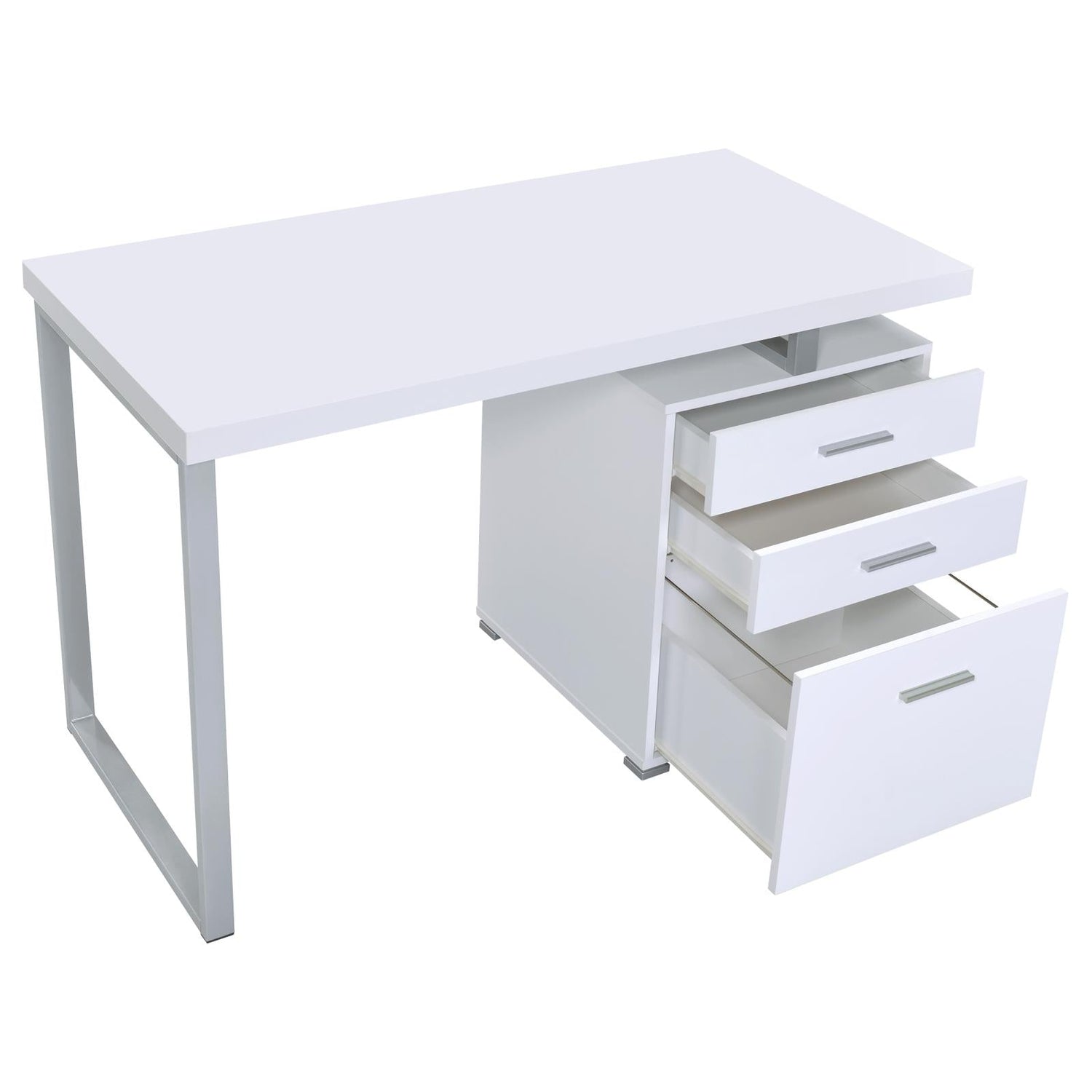 Brennan White 3-Drawer Office Desk - 800325 - Bien Home Furniture & Electronics