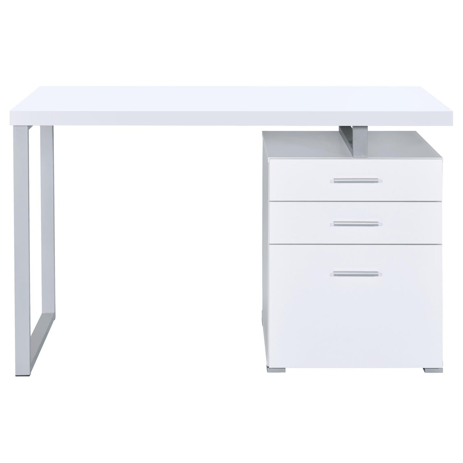 Brennan White 3-Drawer Office Desk - 800325 - Bien Home Furniture & Electronics
