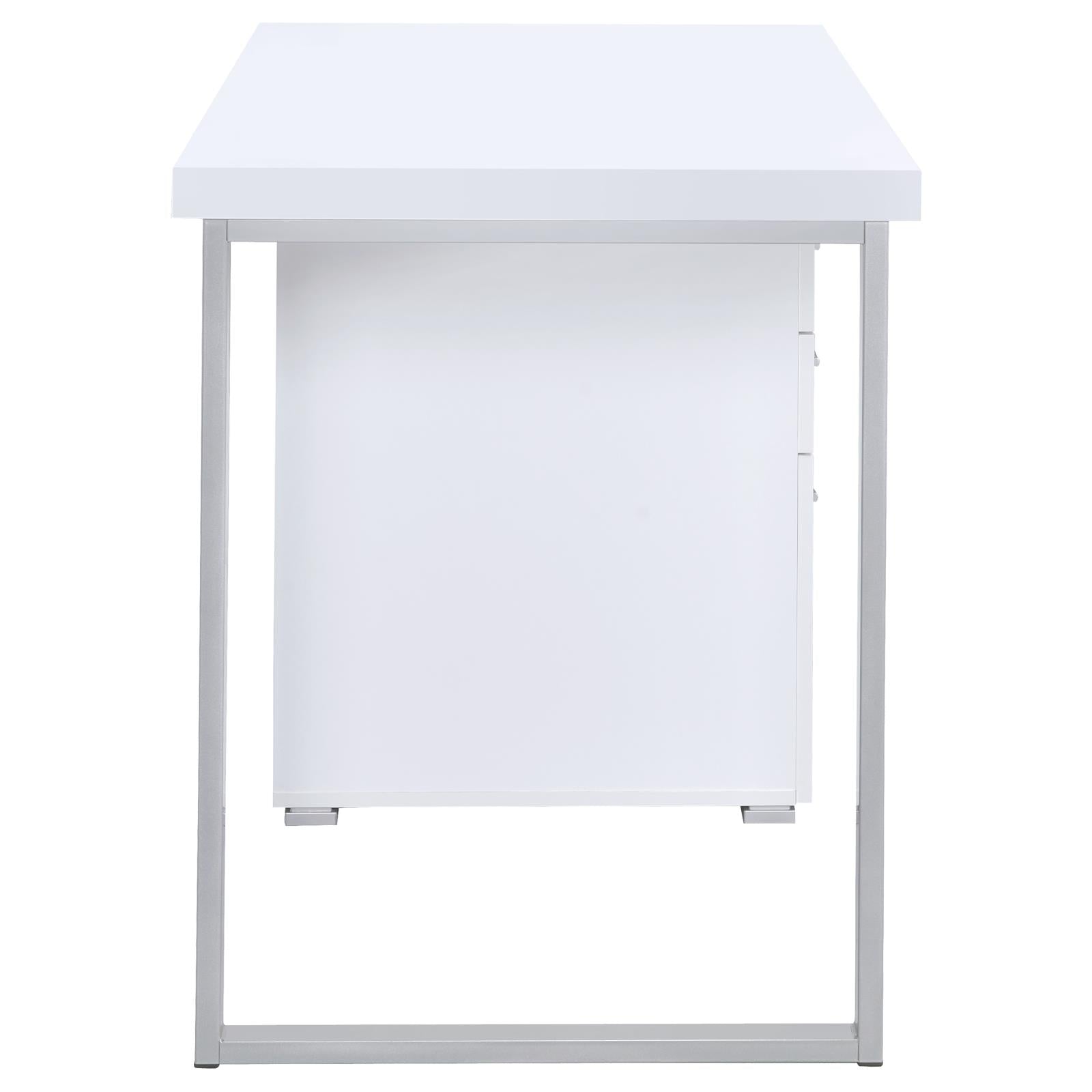 Brennan White 3-Drawer Office Desk - 800325 - Bien Home Furniture & Electronics