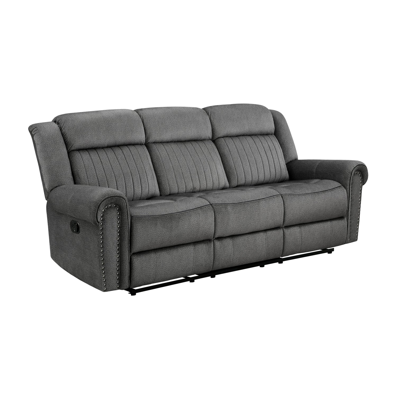 Brennen Charcoal Double Reclining Sofa - 9204CC-3 - Bien Home Furniture & Electronics