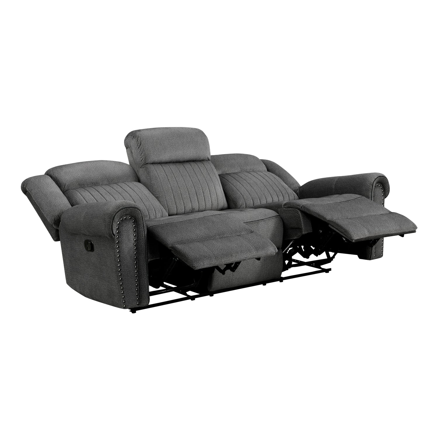 Brennen Charcoal Double Reclining Sofa - 9204CC-3 - Bien Home Furniture & Electronics