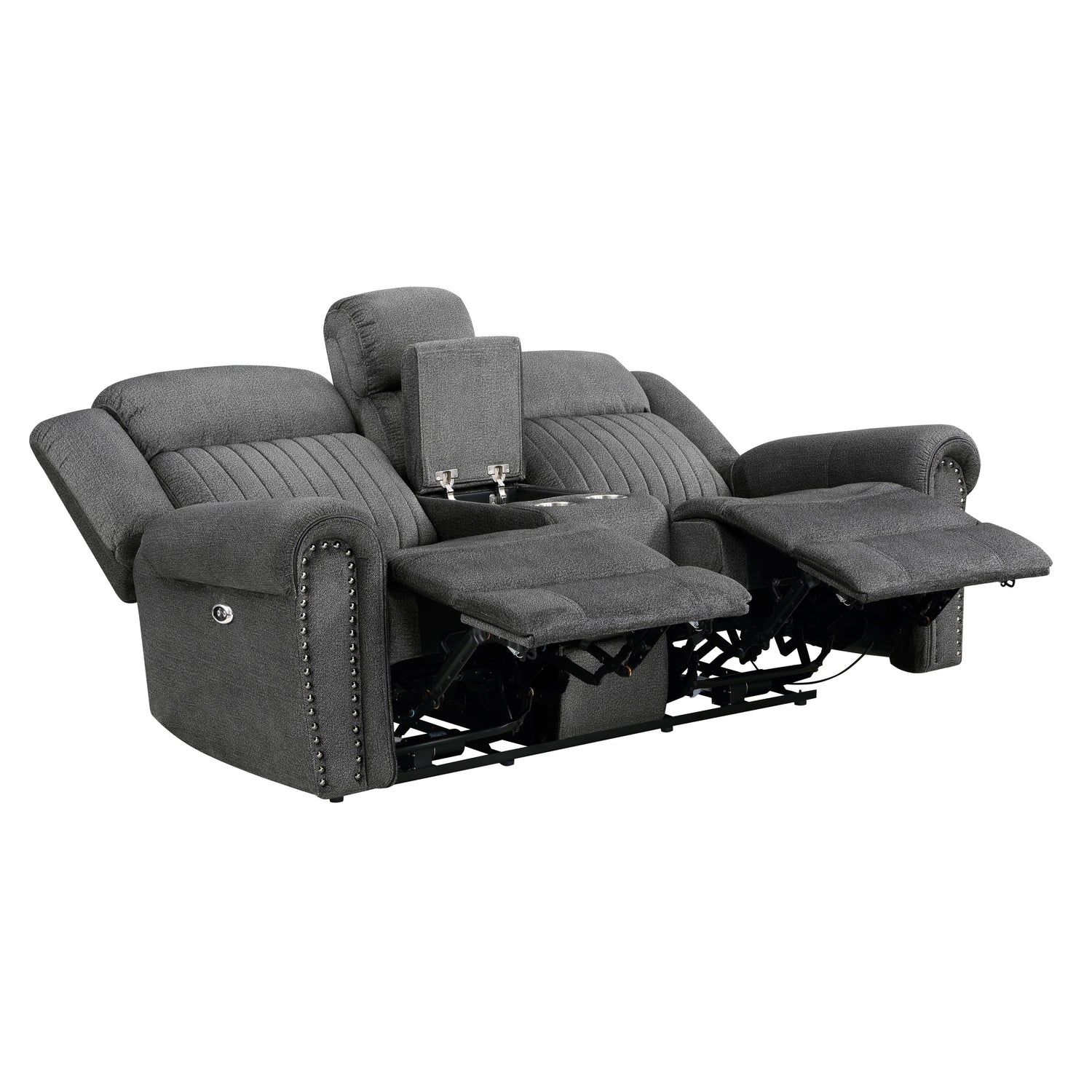 Brennen Charcoal Power Double Reclining Loveseat - 9204CC-2PW - Bien Home Furniture & Electronics