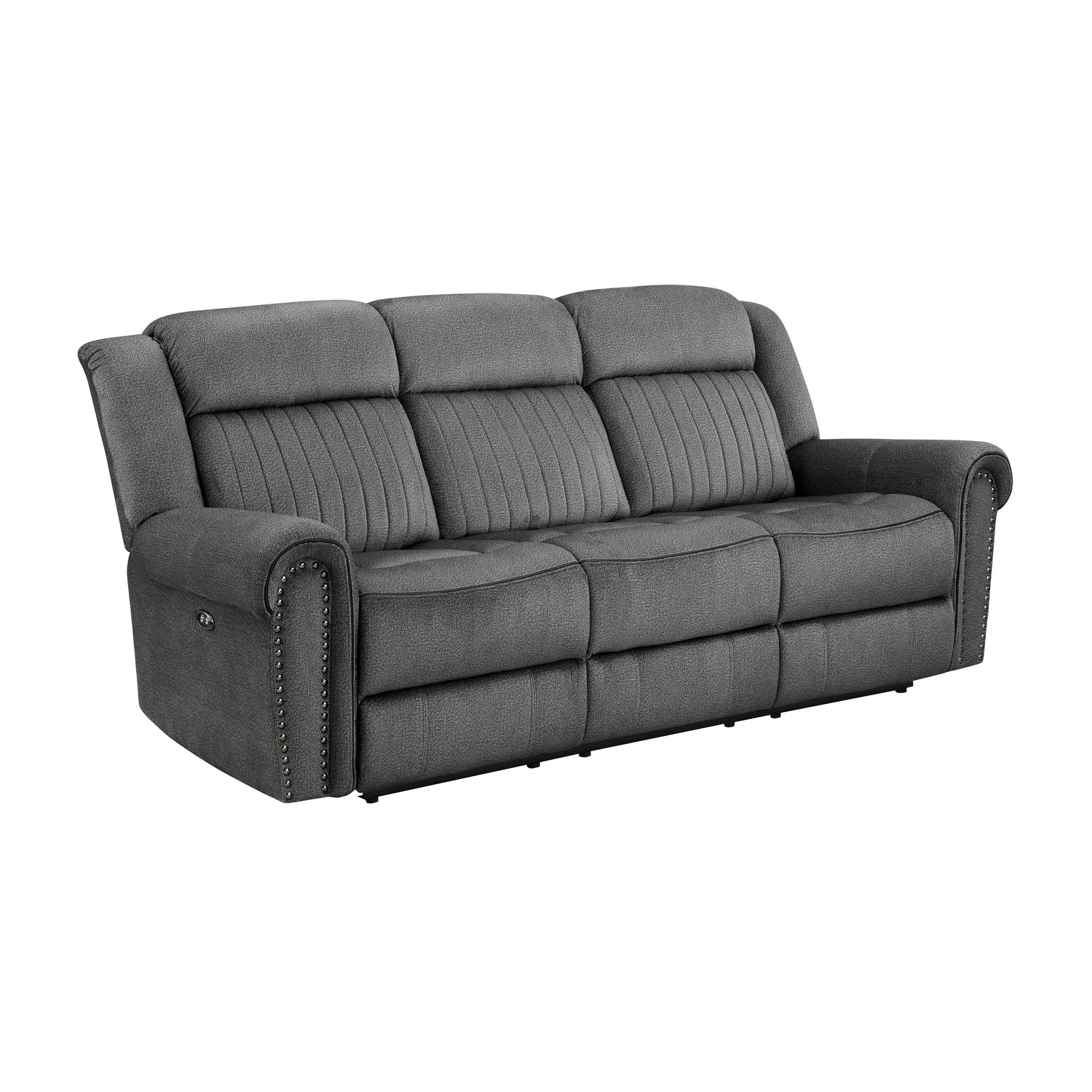 Brennen Charcoal Power Double Reclining Sofa - 9204CC-3PW - Bien Home Furniture & Electronics