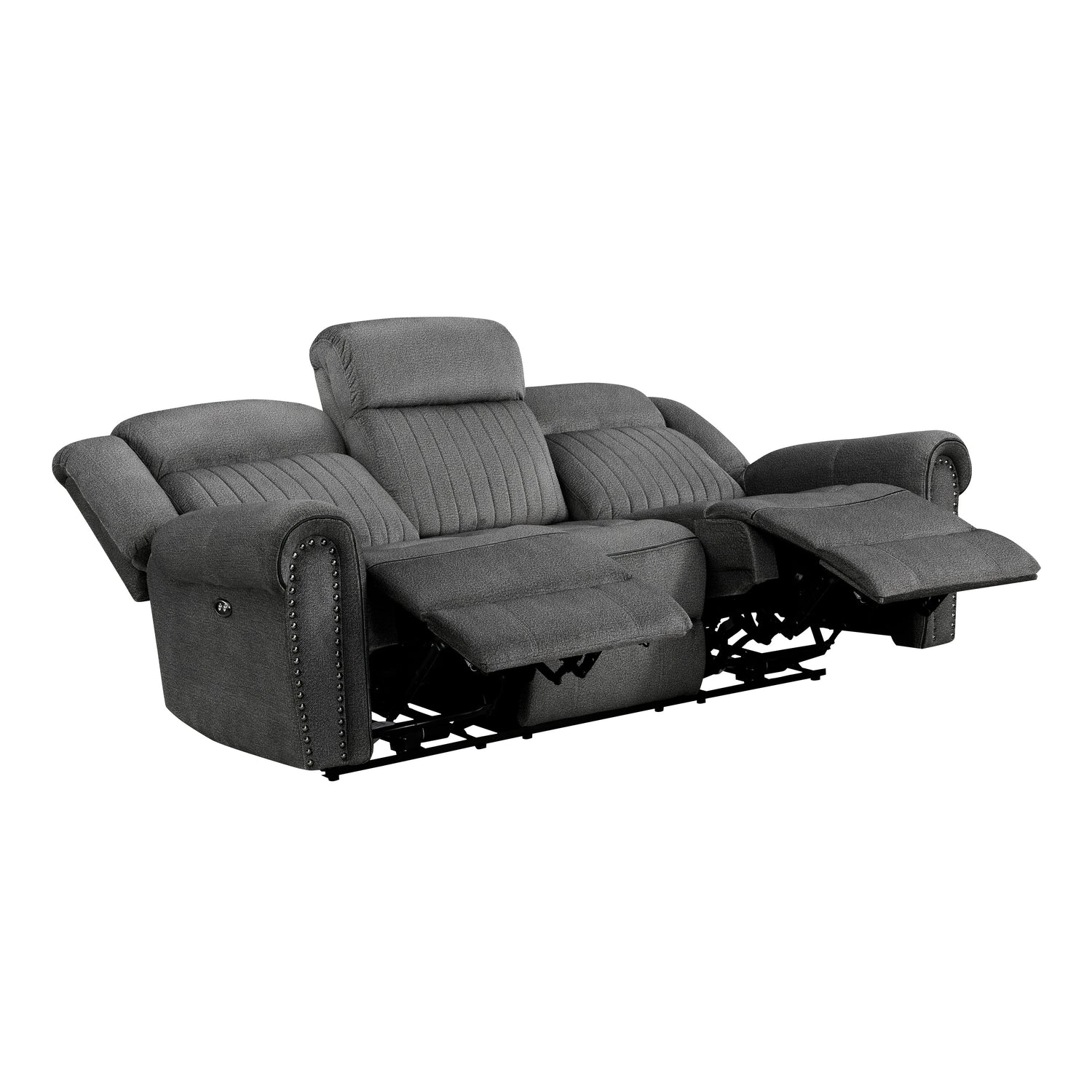 Brennen Charcoal Power Double Reclining Sofa - 9204CC-3PW - Bien Home Furniture & Electronics