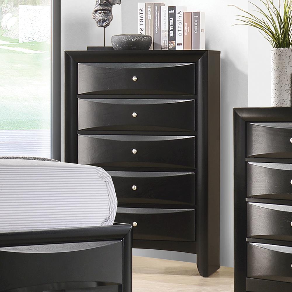 Briana Black Rectangular 5-Drawer Chest - 200705 - Bien Home Furniture & Electronics