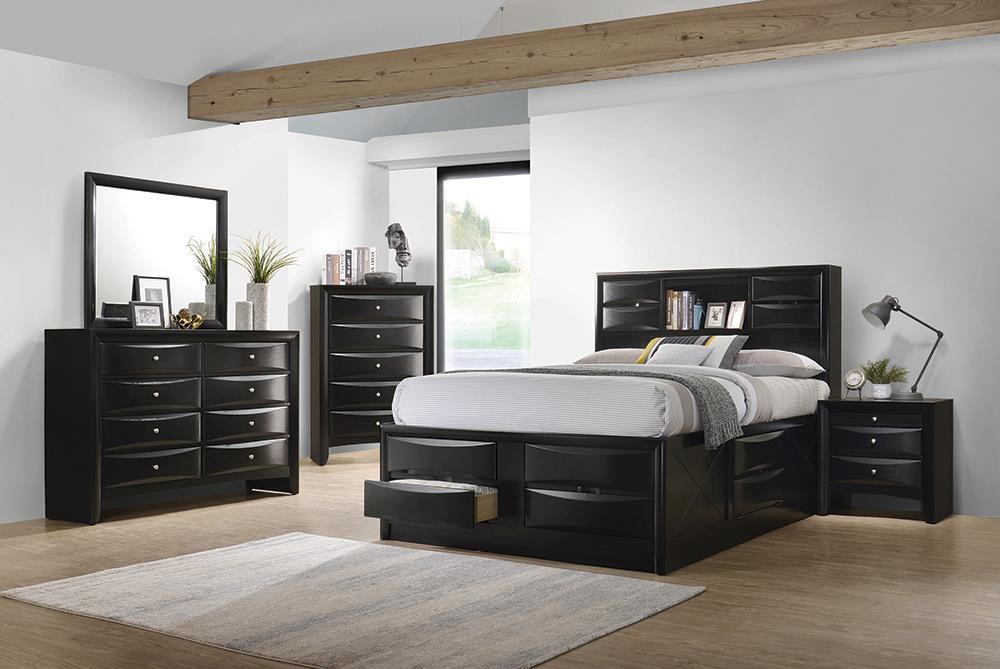 Briana Storage Bedroom Set with Bookcase Headboard Black - 202701KW-S5 - Bien Home Furniture & Electronics