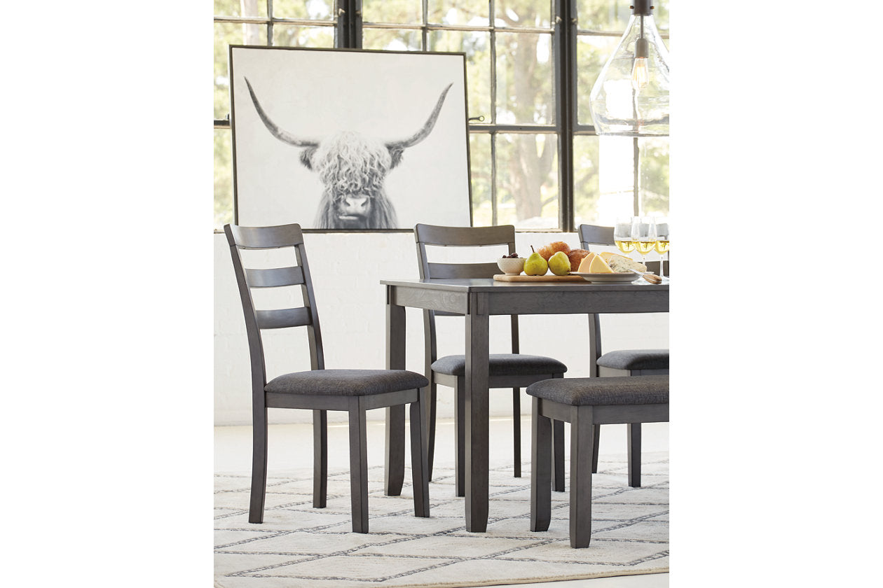 Bridson Gray Dining Table and Chairs with Bench, Set of 6 - D383-325 - Bien Home Furniture & Electronics