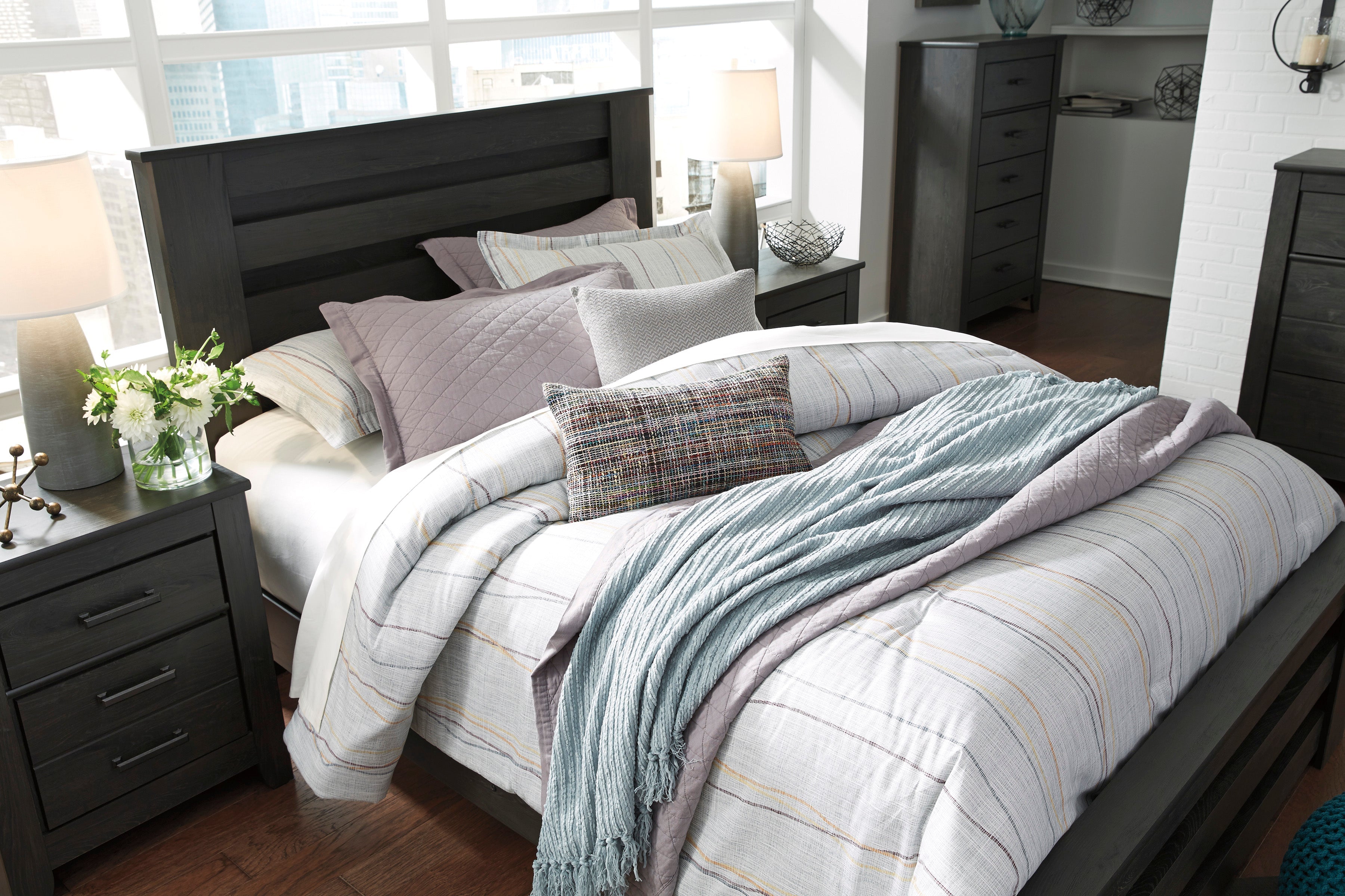 Brinxton Charcoal Panel Bedroom Set - SET | B249-66 | B249-68 | B249-99 | B249-31 | B249-36 | B249-92 | B249-46 - Bien Home Furniture & Electronics