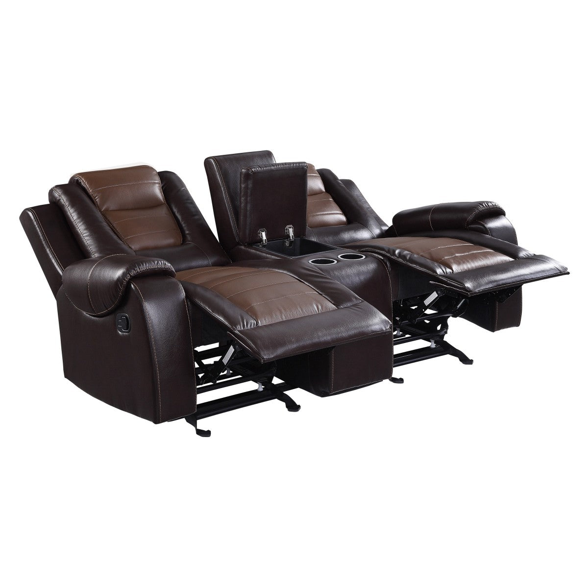 Briscoe Brown Double Glider Reclining Loveseat with Center Console - 9470BR-2 - Bien Home Furniture & Electronics
