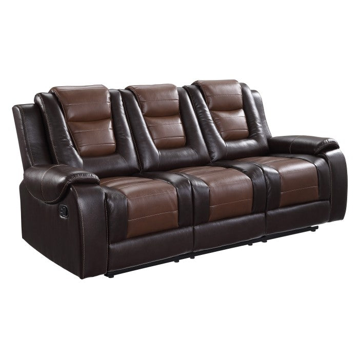 Briscoe Brown Double Reclining Sofa with Drop-Down Cup Holders - 9470BR-3 - Bien Home Furniture & Electronics