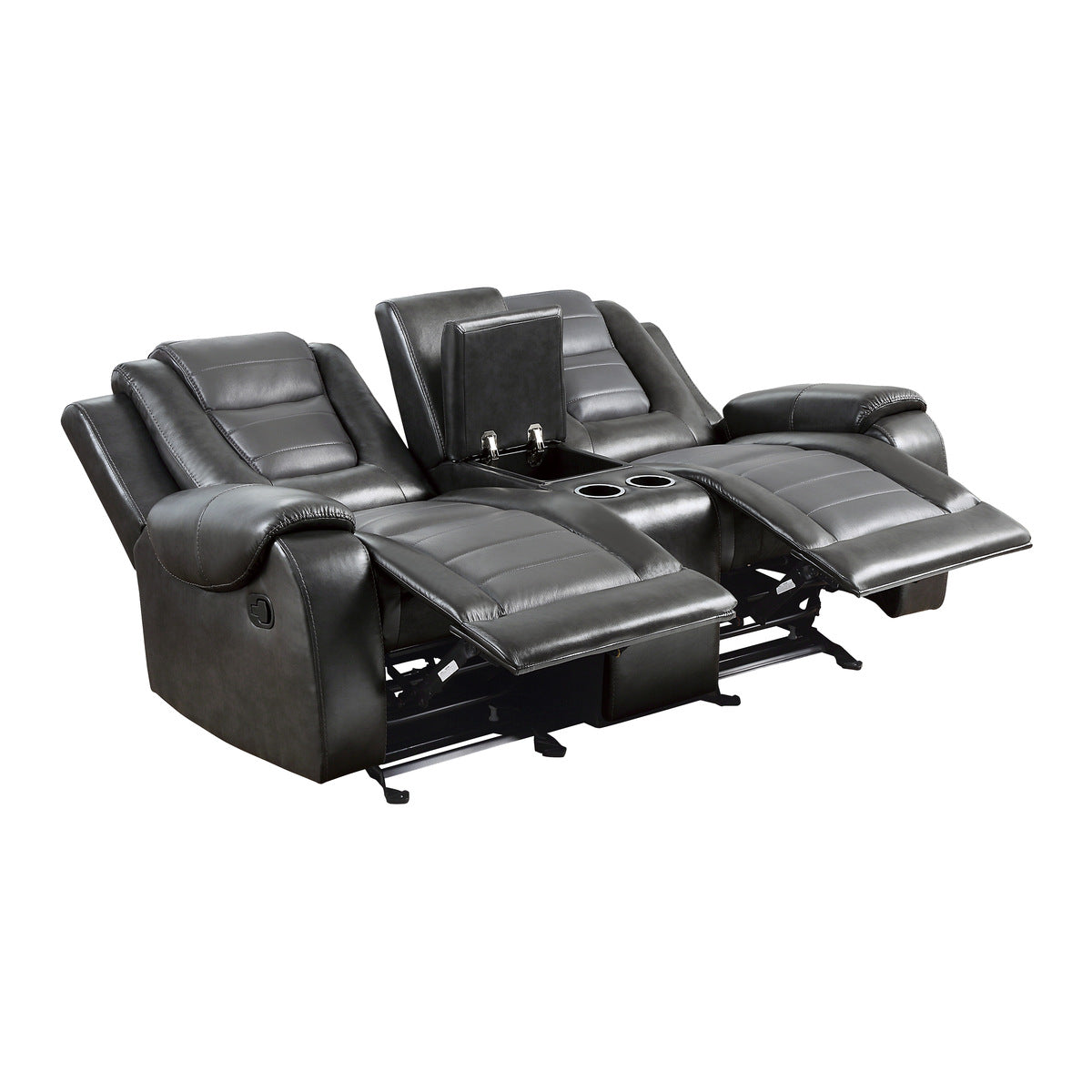 Briscoe Gray Reclining Loveseat With Console - 9470GY-2 - Bien Home Furniture & Electronics