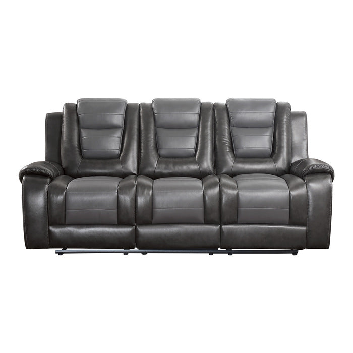 Briscoe Gray Reclining Sofa With Drop Down Table - 9470GY-3 - Bien Home Furniture &amp; Electronics