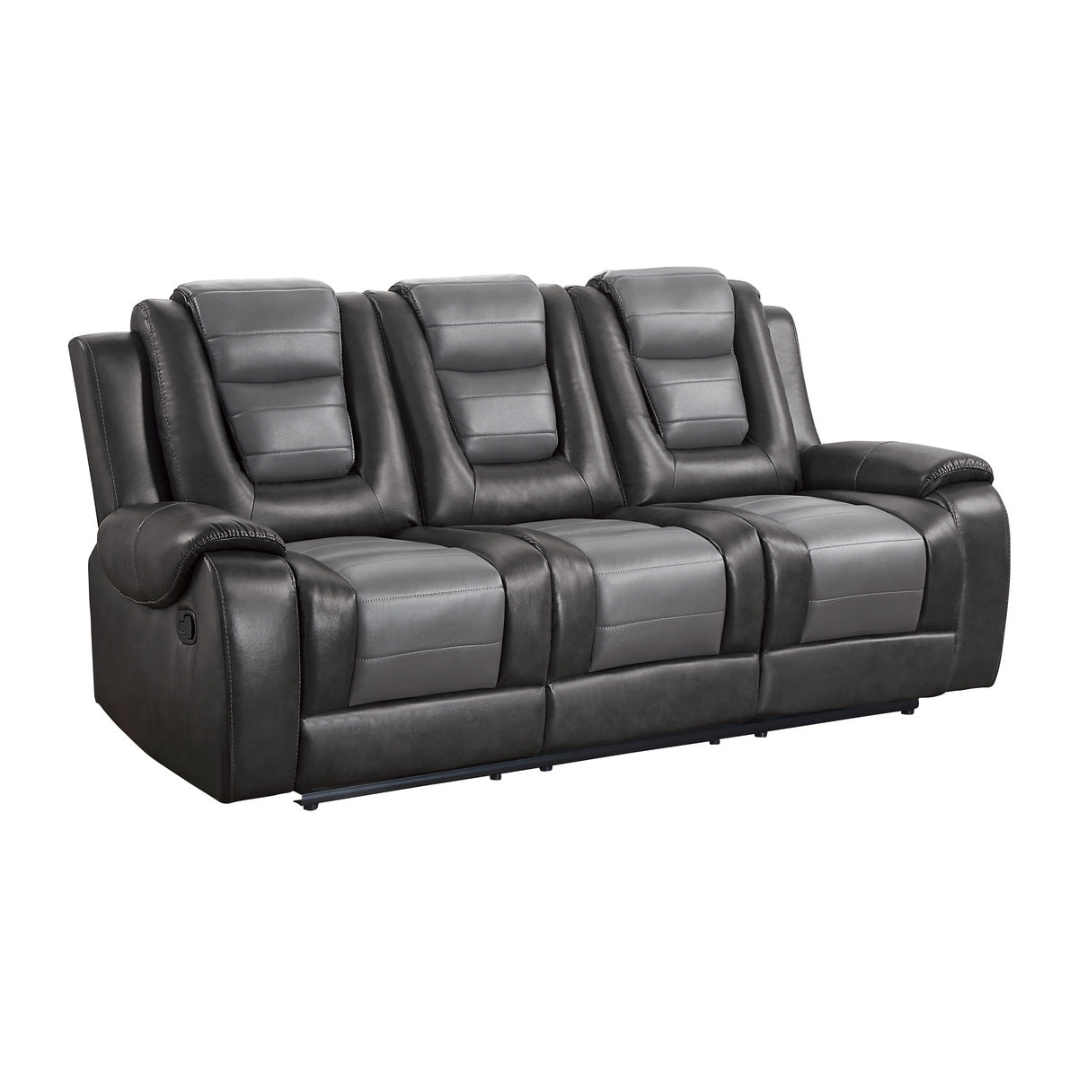 Briscoe Gray Reclining Sofa With Drop Down Table - 9470GY-3 - Bien Home Furniture &amp; Electronics