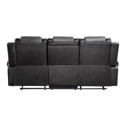 Briscoe Gray Reclining Sofa With Drop Down Table - 9470GY-3 - Bien Home Furniture &amp; Electronics