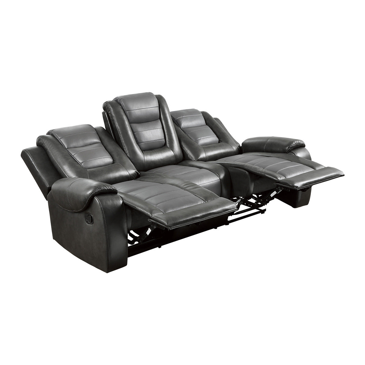 Briscoe Gray Reclining Sofa With Drop Down Table - 9470GY-3 - Bien Home Furniture & Electronics