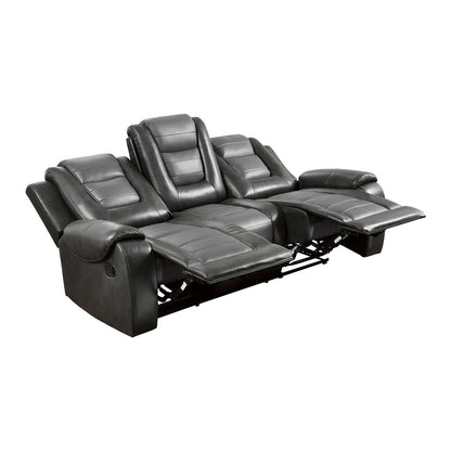 Briscoe Gray Reclining Sofa With Drop Down Table - 9470GY-3 - Bien Home Furniture &amp; Electronics