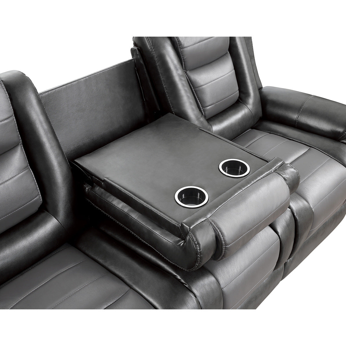 Briscoe Gray Reclining Sofa With Drop Down Table - 9470GY-3 - Bien Home Furniture &amp; Electronics