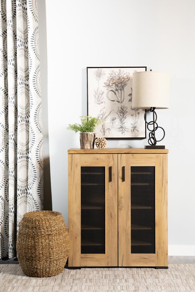 Bristol Golden Oak Metal Mesh Door Accent Cabinet - 951107 - Bien Home Furniture & Electronics