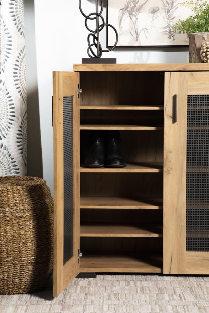 Bristol Golden Oak Metal Mesh Door Accent Cabinet - 951107 - Bien Home Furniture & Electronics