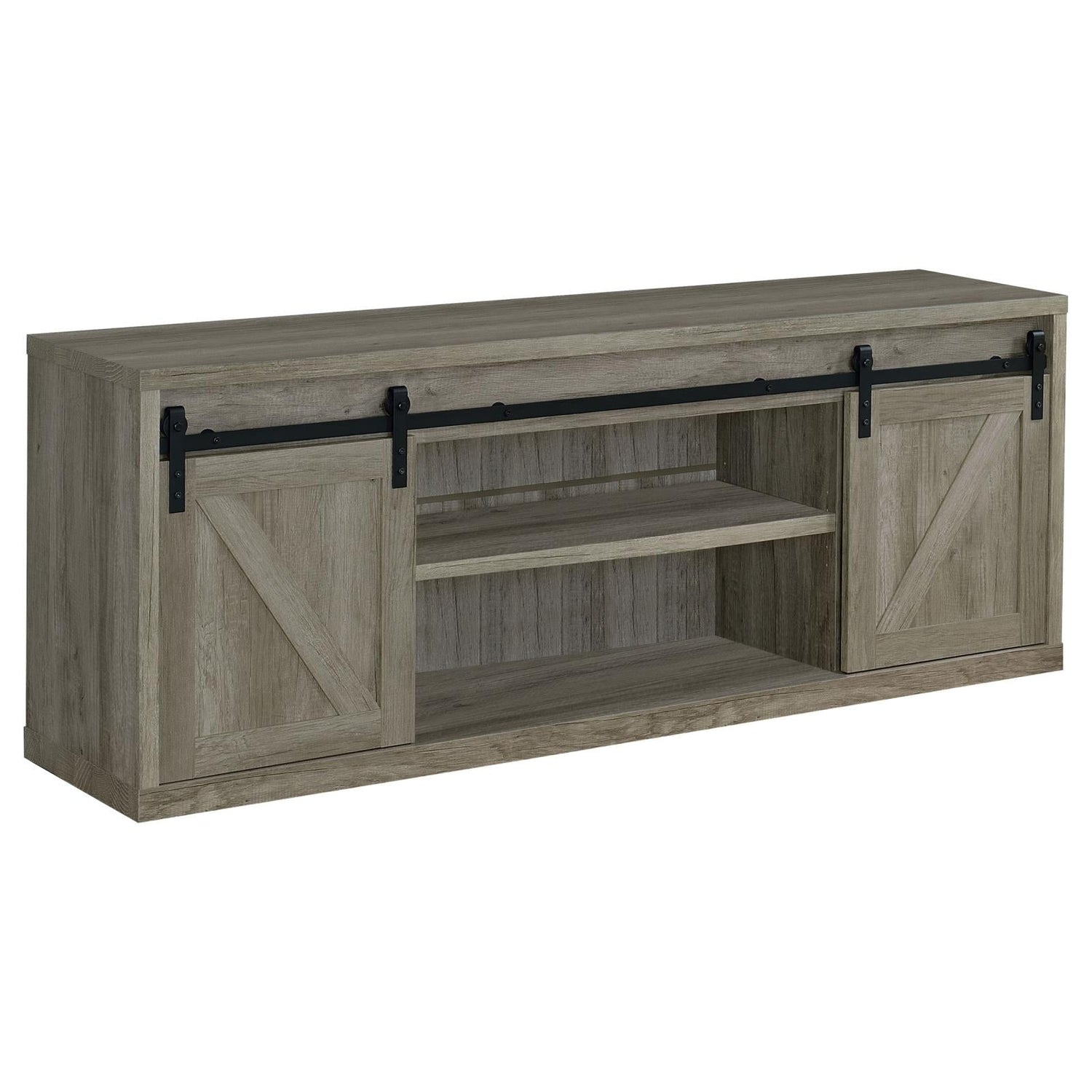 Brockton 71-inch 3-Shelf Sliding Doors TV Console Gray Driftwood - 723263 - Bien Home Furniture & Electronics